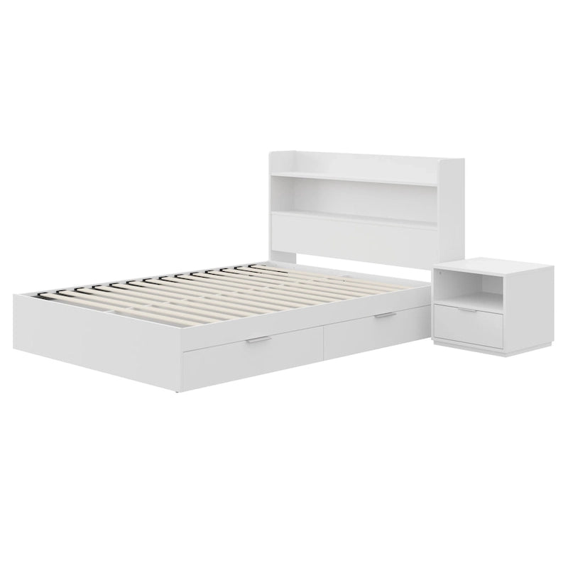 Hunter Platform Bed With Headboard And 1-Drawer Nightstand