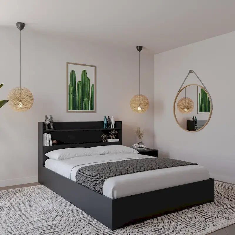 Hunter Platform Bed With Headboard And 1-Drawer Nightstand