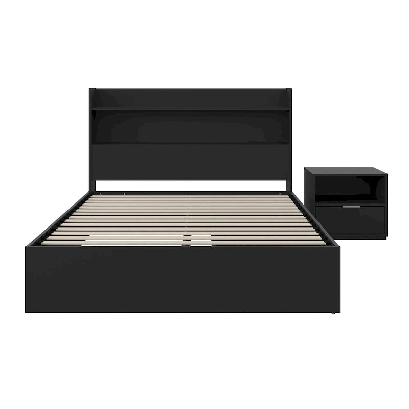 Hunter Platform Bed With Headboard And 1-Drawer Nightstand