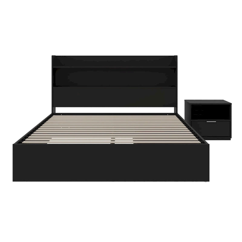 Hunter Platform Bed With Headboard And 1-Drawer Nightstand