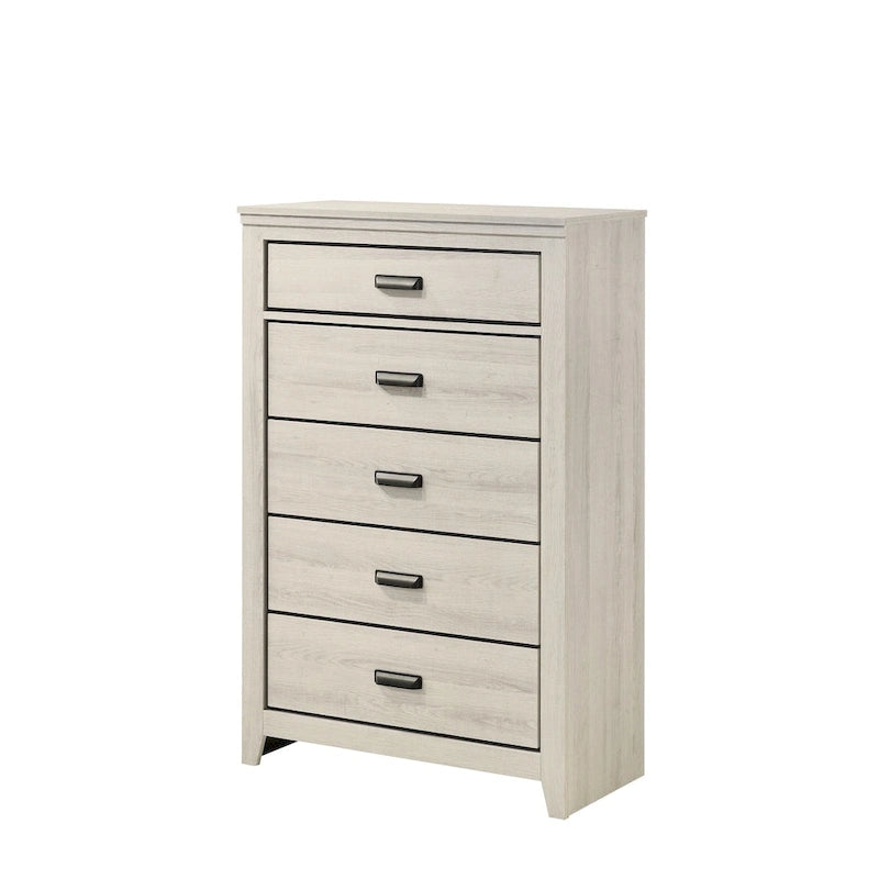 Edyth 5 Piece White LED Panel Bedroom Set