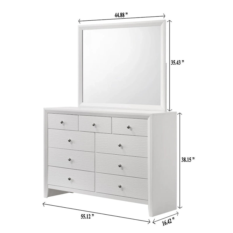 Sim 5 Piece White Panel Bedroom Set
