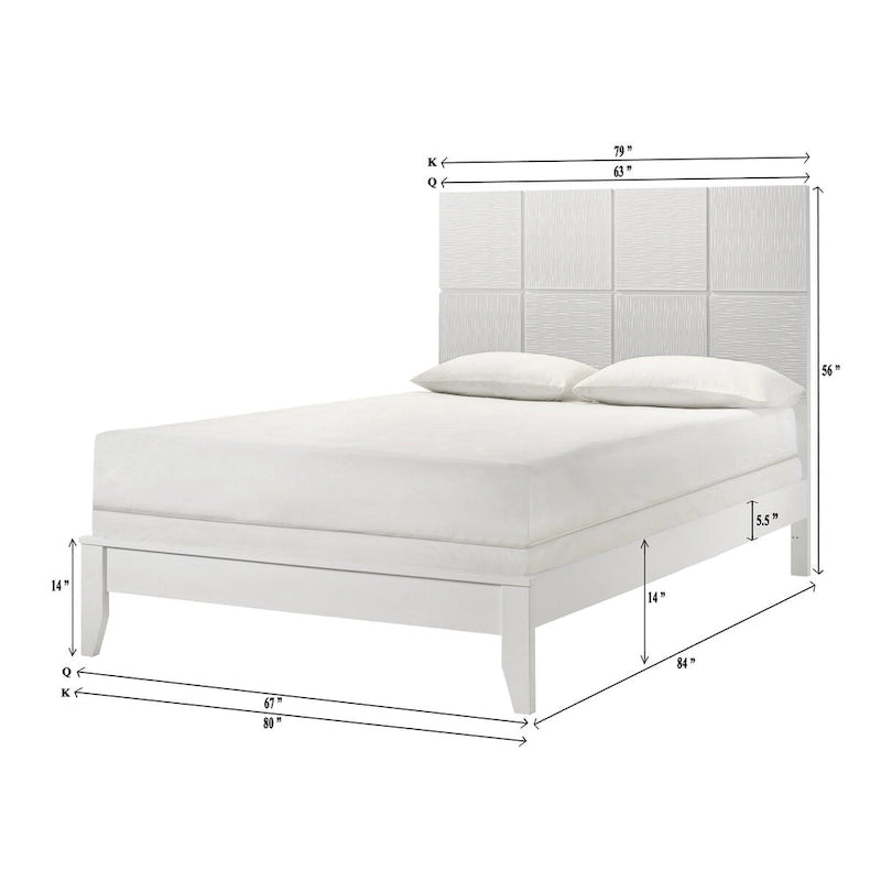 Sim 5 Piece White Panel Bedroom Set