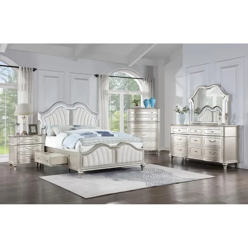 Rosarito Silver Oak and Ivory 5-piece Storage Bed