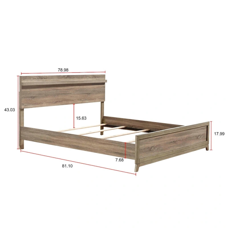 Daemon 3 Piece Light Brown Panel Bedroom Set