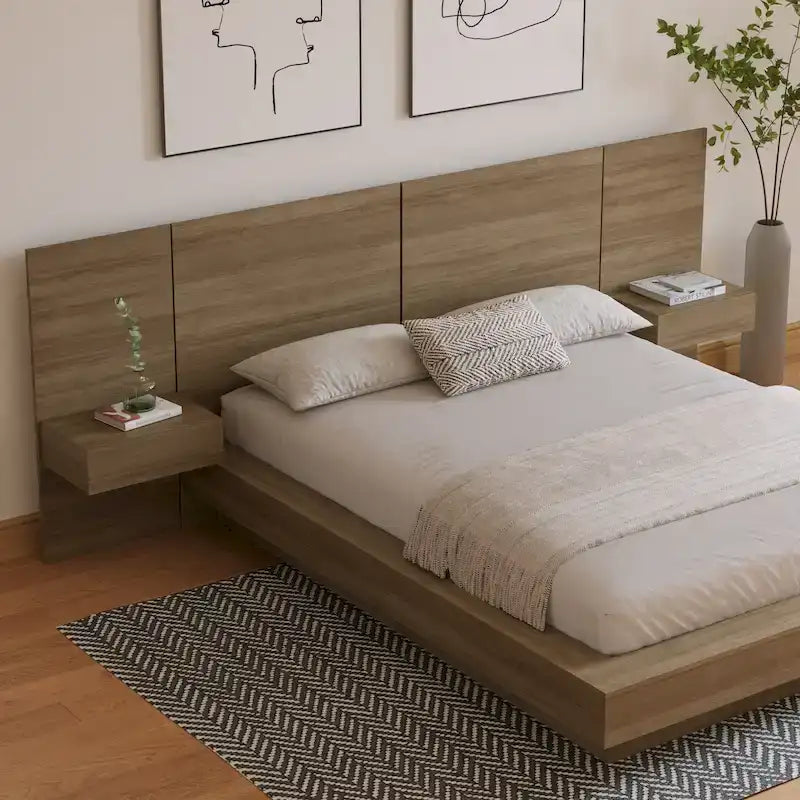 Napa 4-Piece Platform Bedroom Set With Floating Nightstand