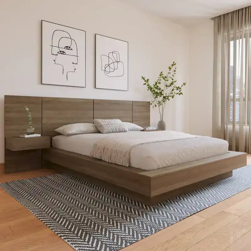 Napa 4-Piece Platform Bedroom Set With Floating Nightstand