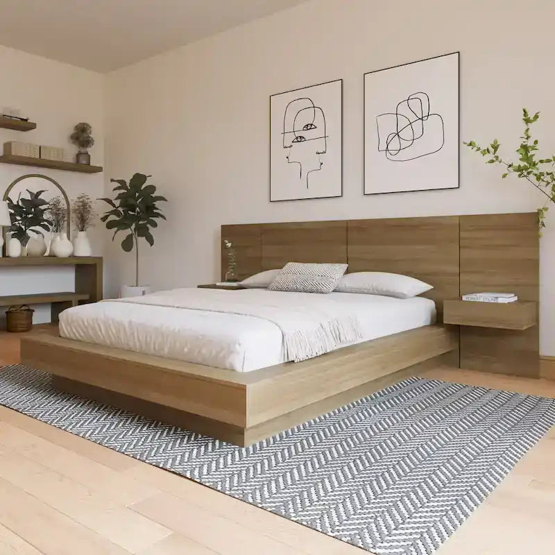 Napa 4-Piece Platform Bedroom Set With Floating Nightstand
