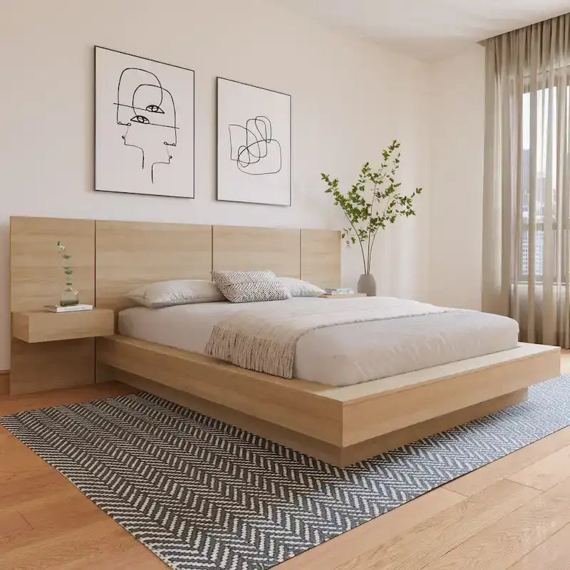 Napa 4-Piece Platform Bedroom Set With Floating Nightstand