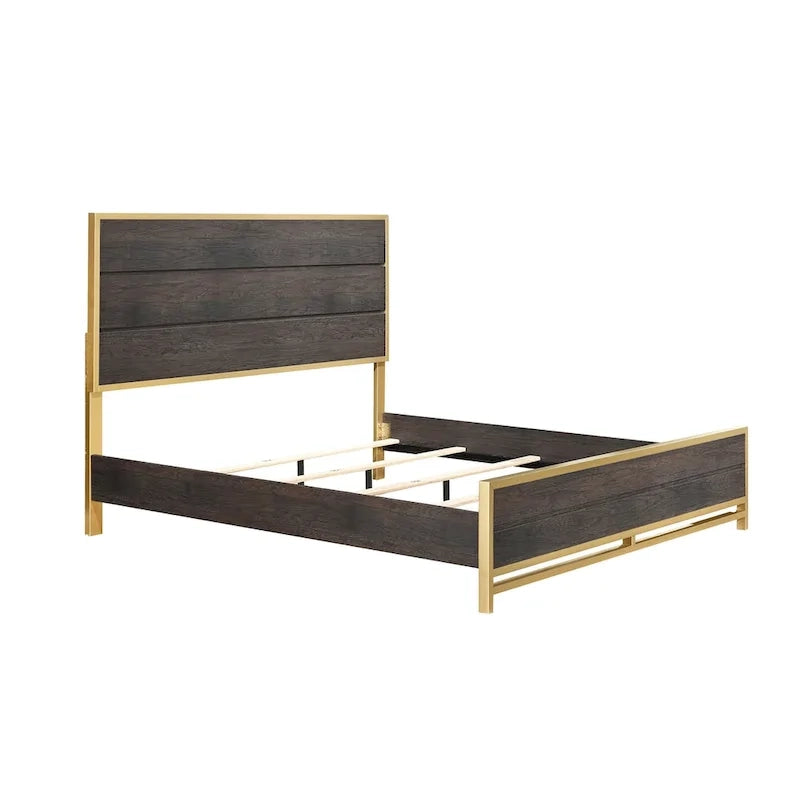 Wedro 3 Piece Dark Brown Rustic Panel Bedroom Set
