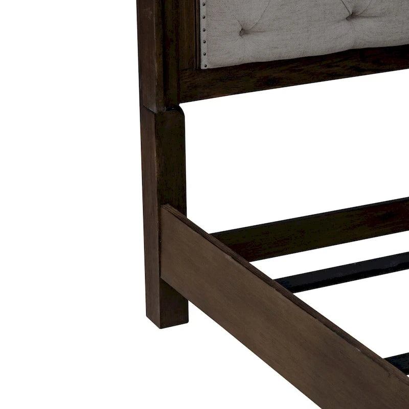 Paradise Valley Saddle Brown Upholstered Bed, Dresser and Mirror Set