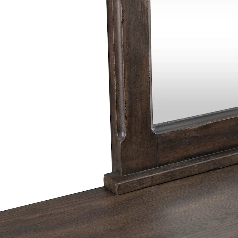 Paradise Valley Saddle Brown Upholstered Bed, Dresser and Mirror Set
