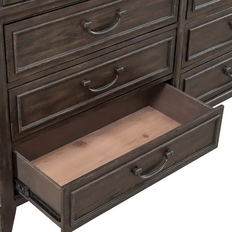 Paradise Valley Saddle Brown Upholstered Bed, Dresser and Mirror Set
