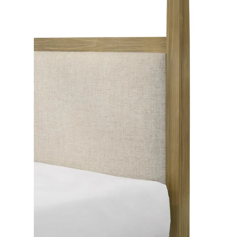 Newell 5 Piece Light Brown Upholstered Canopy Platform Bedroom Set