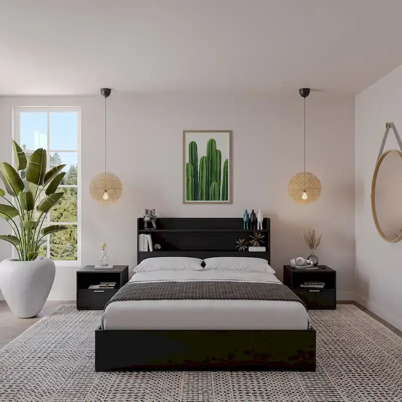 Hunter Platform Bed With Headboard And 2 Nightstands