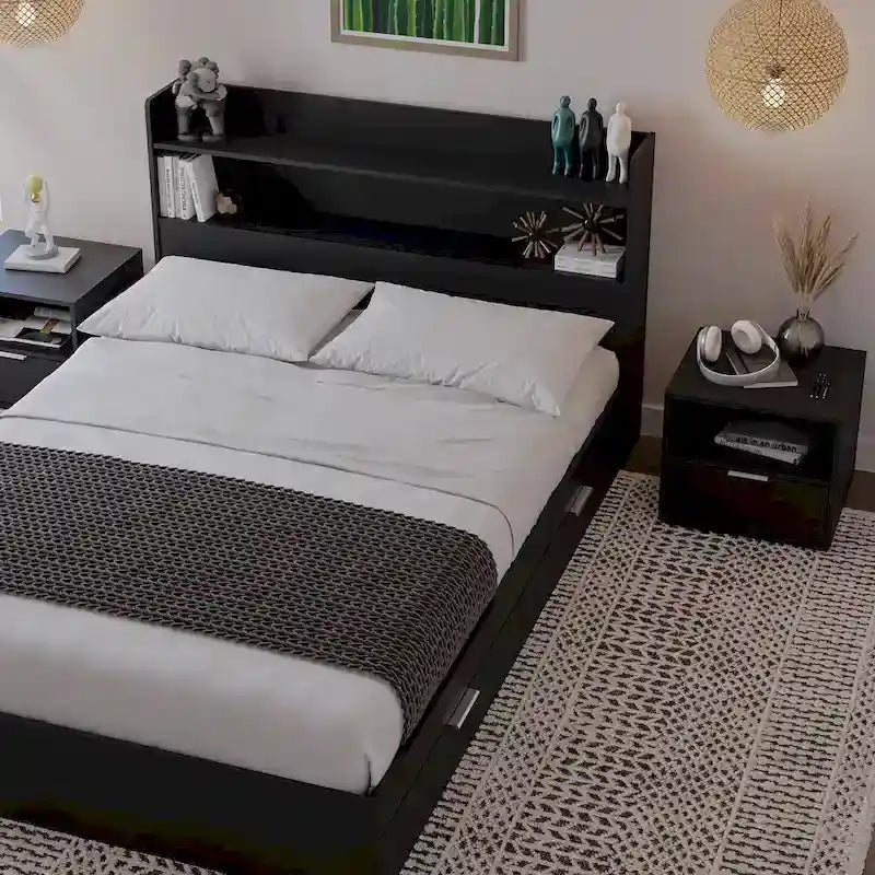 Hunter Platform Bed With Headboard And 2 Nightstands