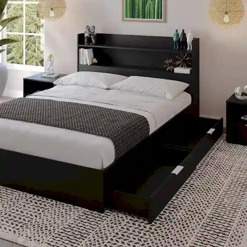 Hunter Platform Bed With Headboard And 2 Nightstands