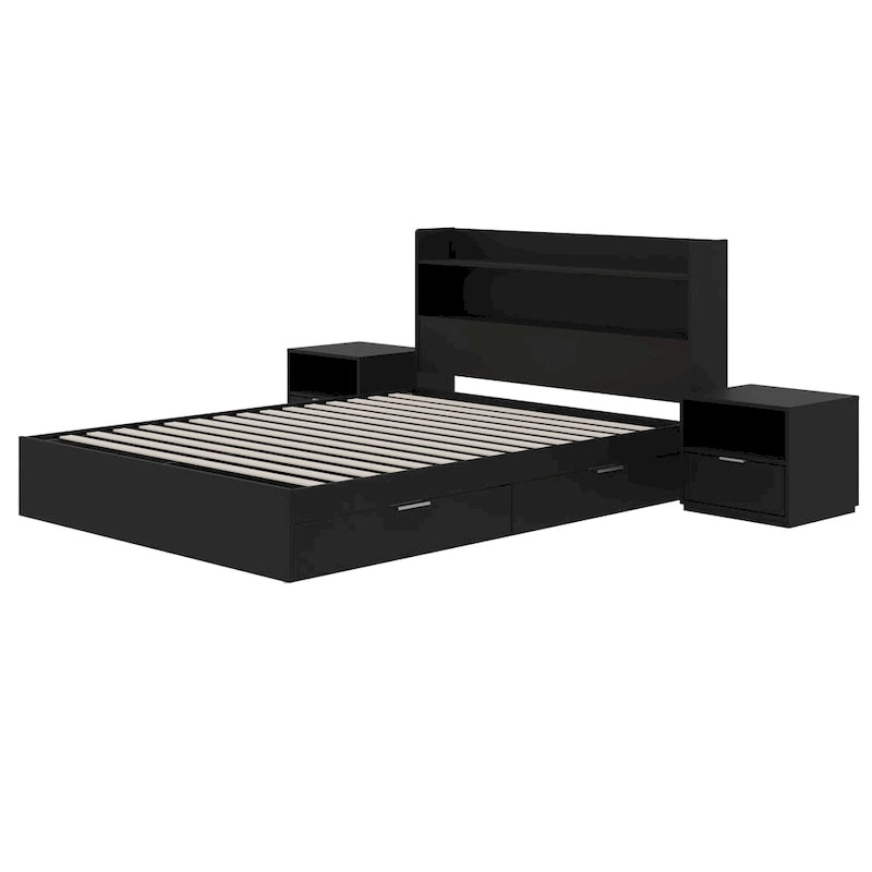 Hunter Platform Bed With Headboard And 2 Nightstands