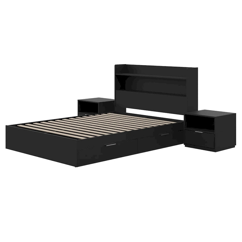 Hunter Platform Bed With Headboard And 2 Nightstands