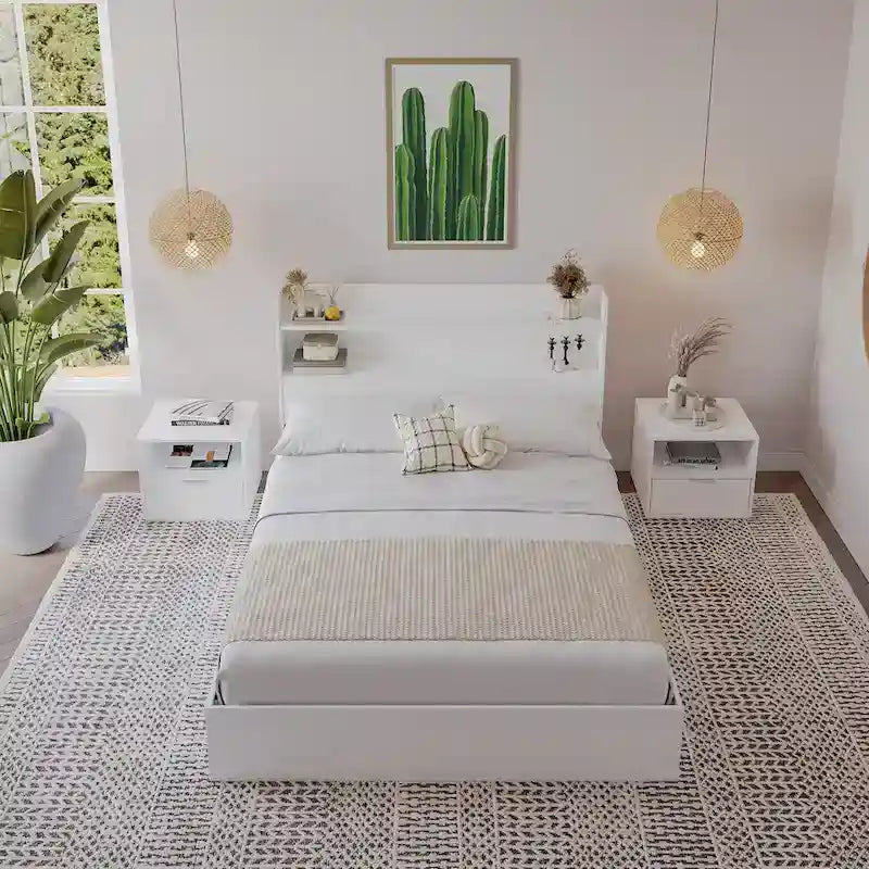 Hunter Platform Bed With Headboard And 2 Nightstands