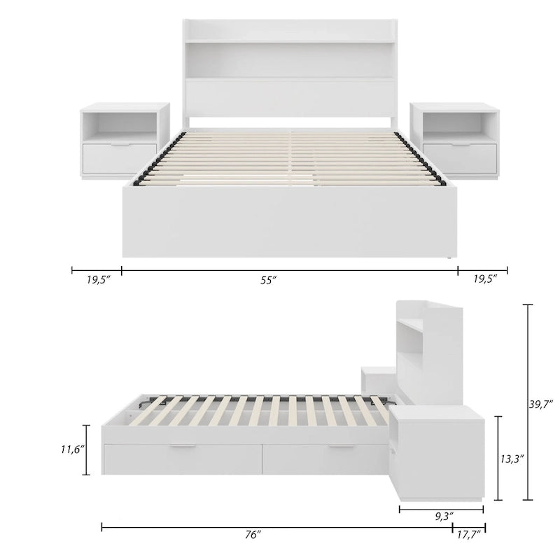 Hunter Platform Bed With Headboard And 2 Nightstands