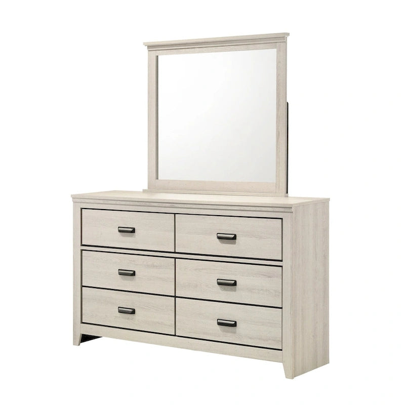 Edyth 6 Piece White LED Panel Bedroom Set