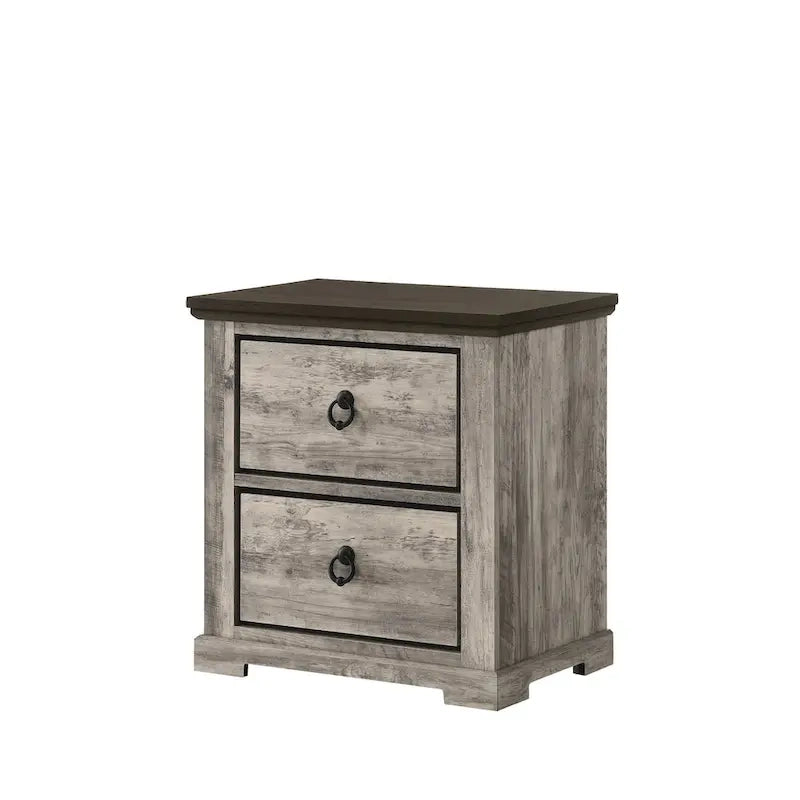 Aimon 3 Piece Gray Rustic Panel Bedroom Set