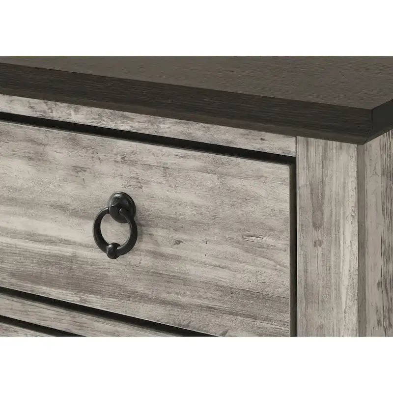 Aimon 3 Piece Gray Rustic Panel Bedroom Set