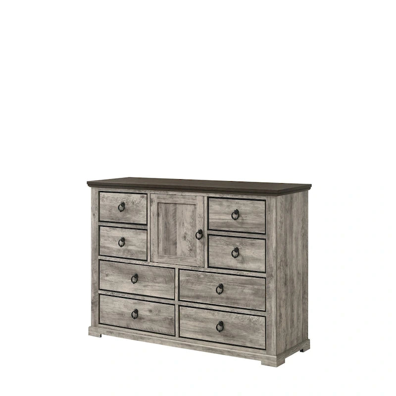 Aimon 4 Piece Gray Rustic Panel Bedroom Set