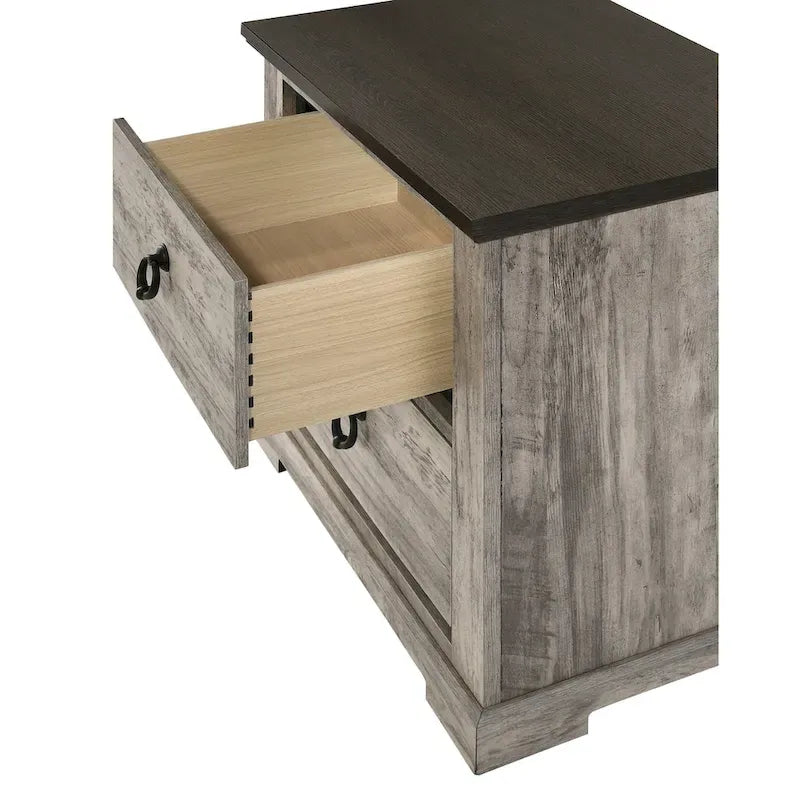 Aimon 4 Piece Gray Rustic Panel Bedroom Set