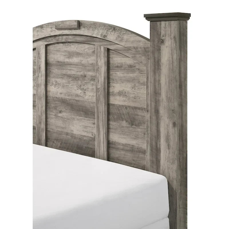 Aimon 4 Piece Gray Rustic Panel Bedroom Set