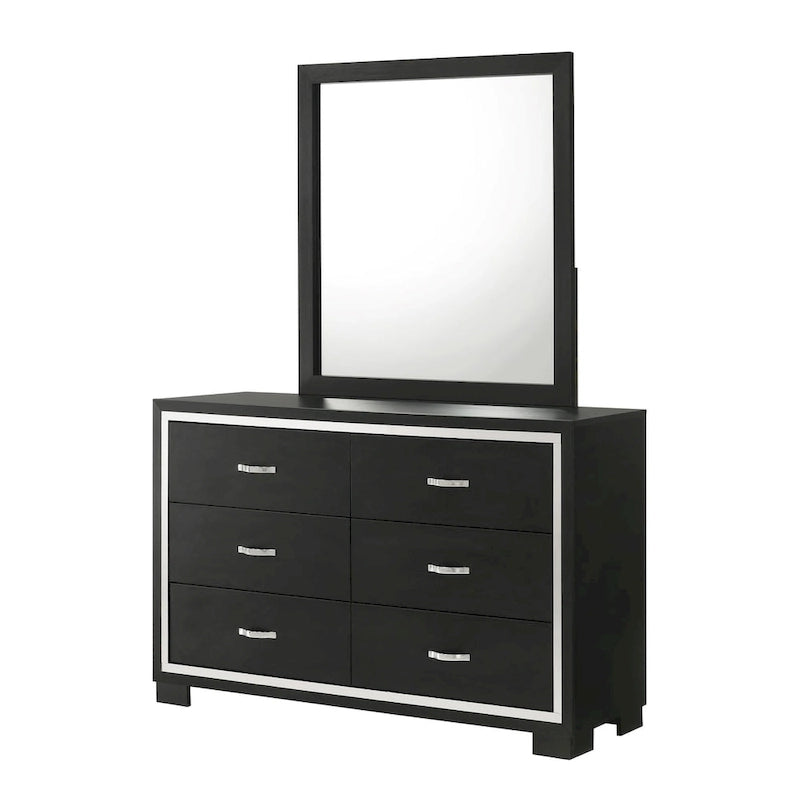 Pedro 3 Piece Black Velvel Upholstered Panel Bedroom Set