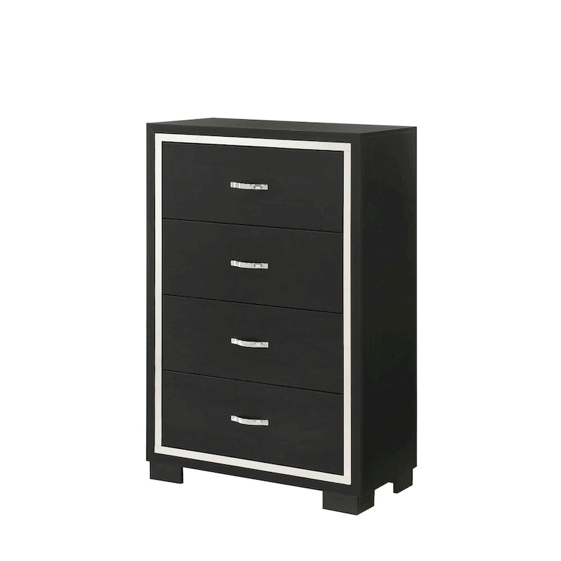 Pedro 3 Piece Black Velvel Upholstered Panel Bedroom Set