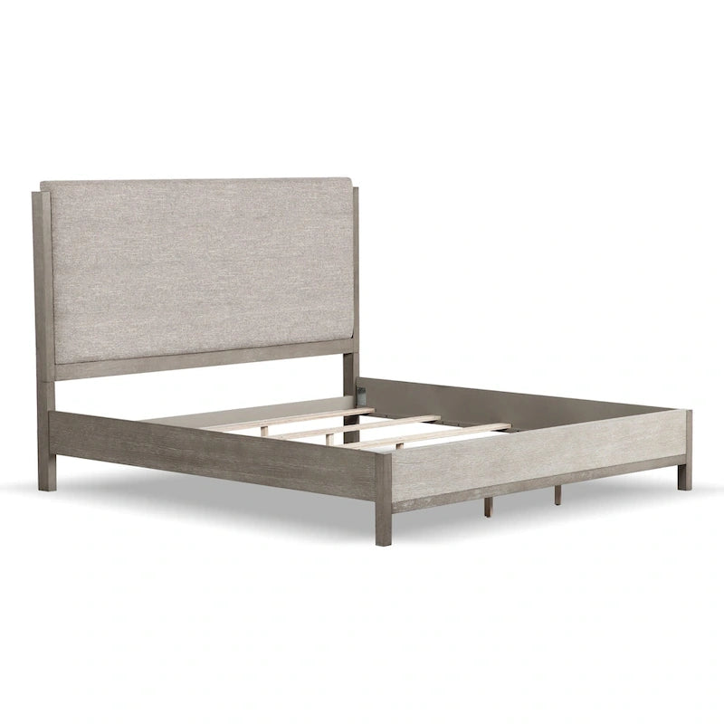 Furniture of America Cruz Contemporary Gray Solid Wood Panel 3-Piece Bed Frame and 2 Nightstand Bedroom Set