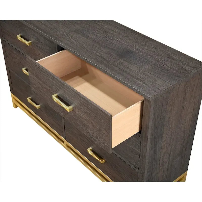 Wedro 4 Piece Dark Brown Rustic Panel Bedroom Set