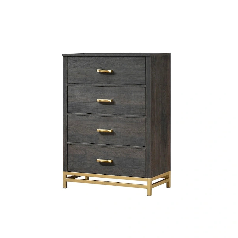 Wedro 4 Piece Dark Brown Rustic Panel Bedroom Set