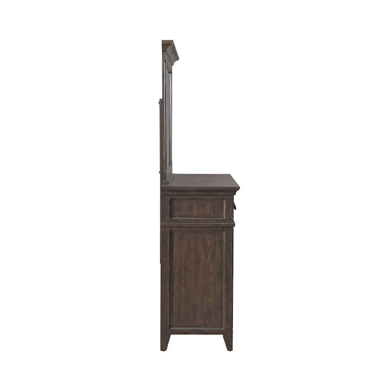 Paradise Valley Saddle Brown Panel Bed, Dresser and Mirror Set