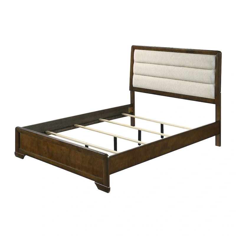 Jimmy 4 Piece Brown Beige Upholstered Panel Bedroom Set