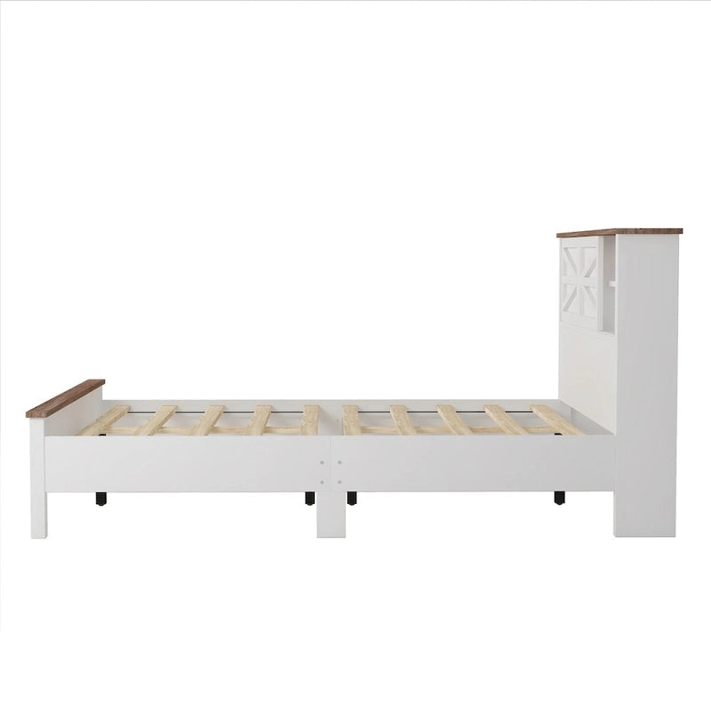 3-Pieces Bedroom Sets Farmhouse Platform Bed with Nightstand and Dresser