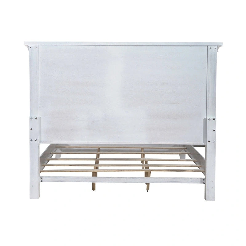 River Place Riverstone White & Tobacco Panel Bed, Dresser, Mirror, and Nightstand Set