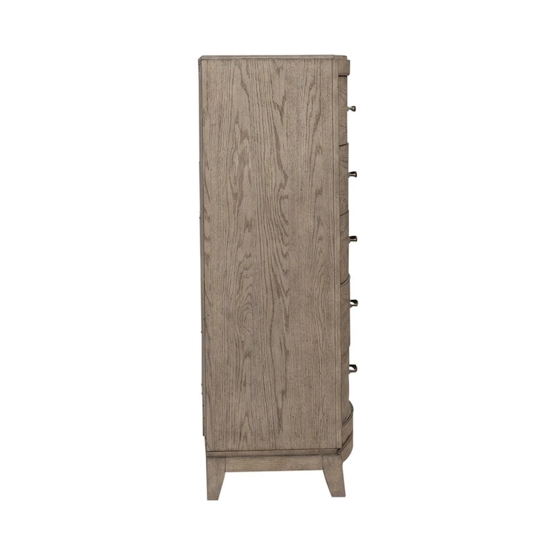 Avalon Burnished Beige Oak King Upholstered Storage Bed Bedroom Set