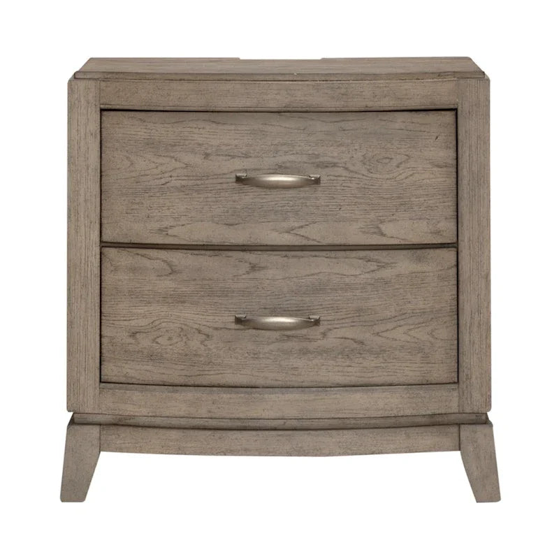 Avalon Burnished Beige Oak King Upholstered Storage Bed Bedroom Set