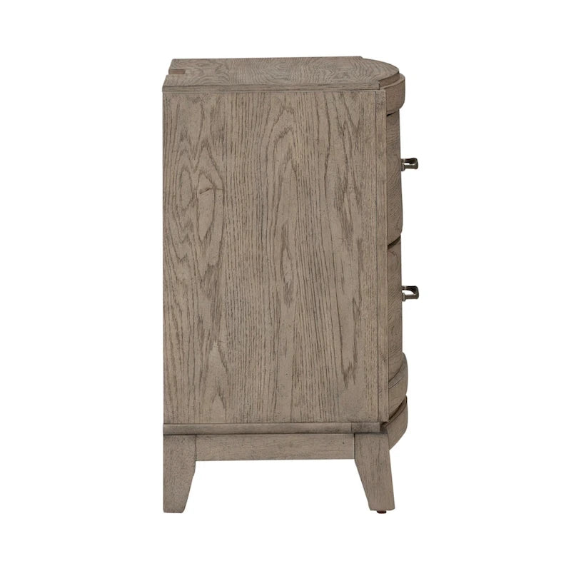Avalon Burnished Beige Oak King Upholstered Storage Bed Bedroom Set