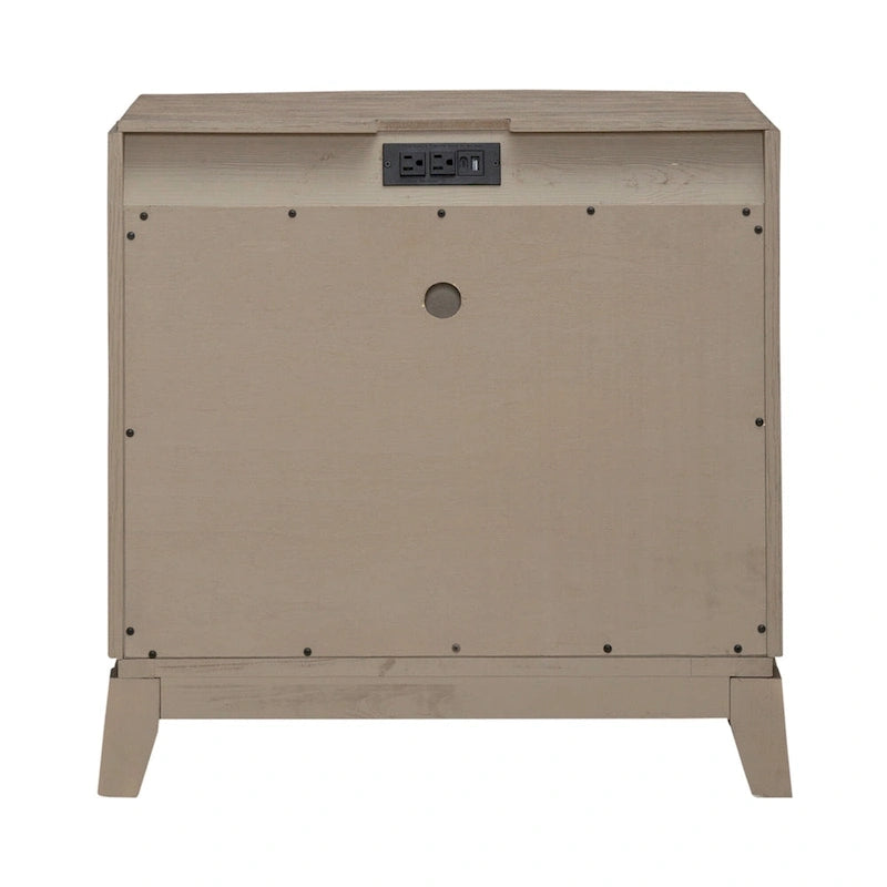 Avalon Burnished Beige Oak King Upholstered Storage Bed Bedroom Set