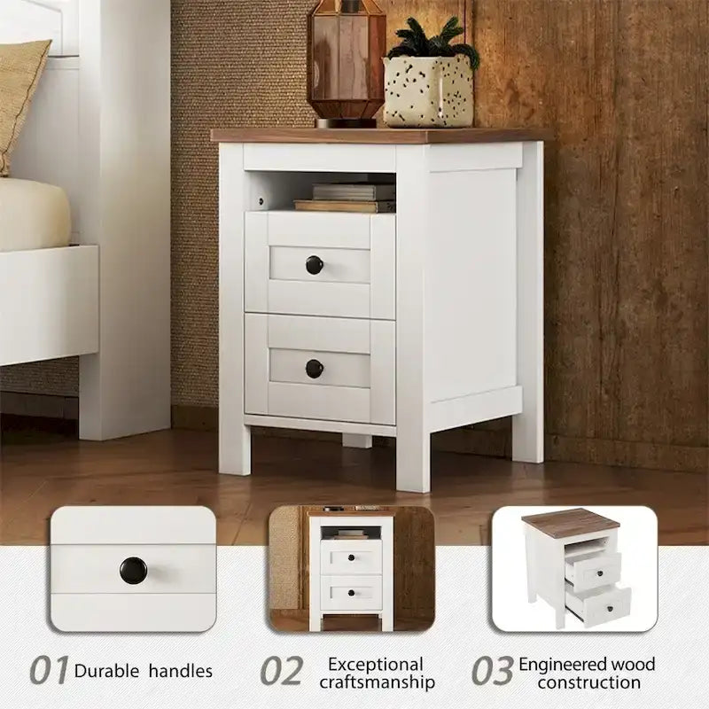 Bedroom Sets Full Size Platform Bed with Charging Station,Nightstand,Dresser(Set of 3)