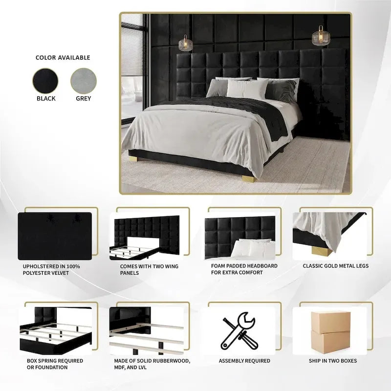 CraftPorch Mid-Century Modern Wall Panel Bedroom Set