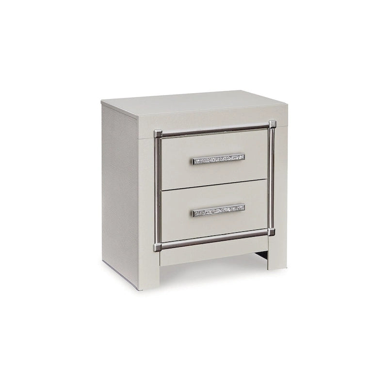 Signature Design by Ashley Zyniden Silver Upholstered Panel Headboard with 2 Nightstands