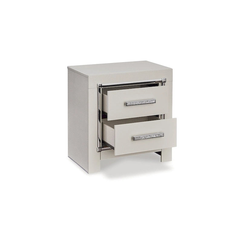 Signature Design by Ashley Zyniden Silver Upholstered Panel Headboard with 2 Nightstands