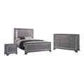 Furniture of America Taia Contemporary Grey 3-Piece Panel Bed, Nightstand and Dresser Set with LED
