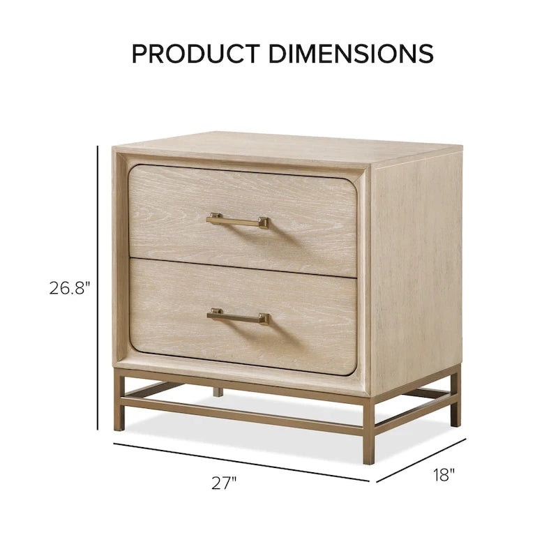 Furniture of America Drayden Transitional Oak Solid Wood 2-Piece Bed and Nightstand Bedroom Set